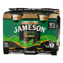 Jameon Ultra Dry & Lime 250mL (4Pack)